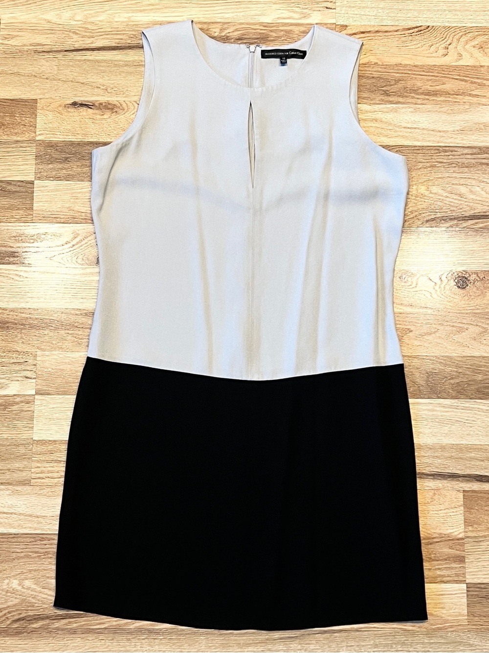 Colorblock Sheath Dress | Taupe & Black | Sleeveless Career Cocktail Dress